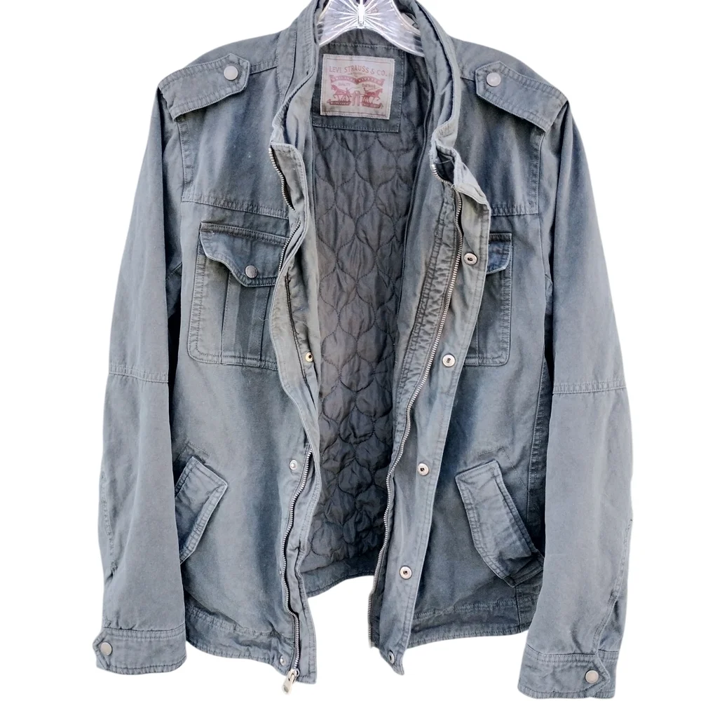 Levi's Military Jacket Detachable Hood Layered Look Cotton Men's Size M